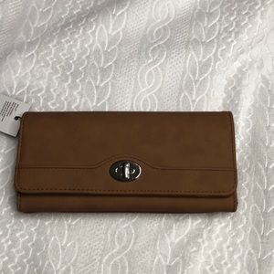 Apt 9 Safe Keeper File Master RFID Blocking Women’s Wallet Brown Silver NWT